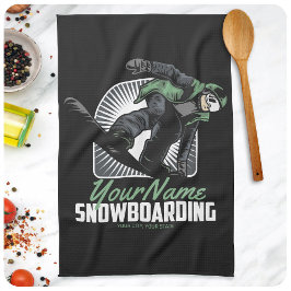 スノーボーパーソナライズされたドスノーボーダー破砕機 キッチンタオル