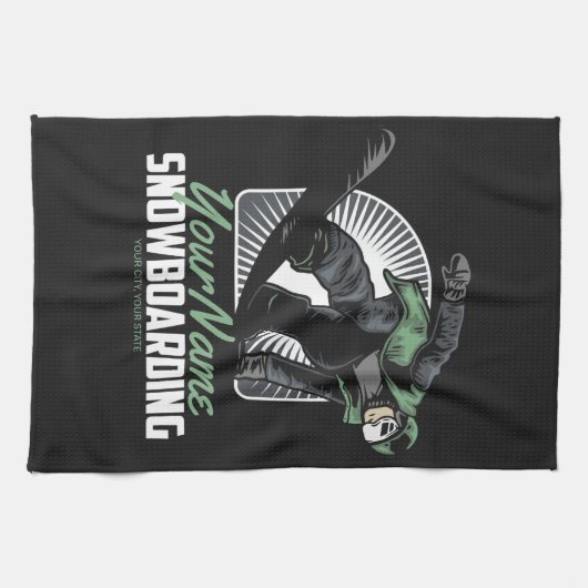 スノーボーパーソナライズされたドスノーボーダー破砕機 キッチンタオル (横)