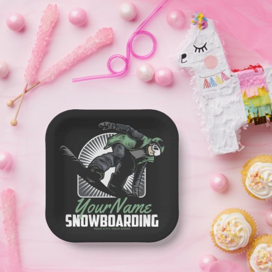 スノーボーパーソナライズされたドスノーボーダー破砕機 ペーパープレート (パーティー)