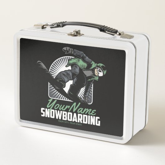 スノーボーパーソナライズされたドスノーボーダー破砕機 メタルランチボックス (正面)