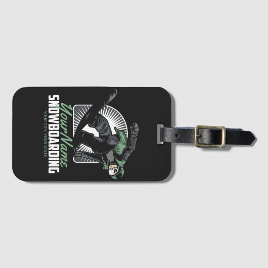 スノーボーパーソナライズされたドスノーボーダー破砕機 ラゲッジタグ (正面横)