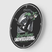 スノーボーパーソナライズされたドスノーボーダー破砕機 ラージ壁時計 (傾斜)