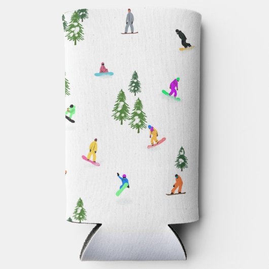 スノーボーモダンダーズスノーボードイラストレーション スリム缶クーラー (正面)