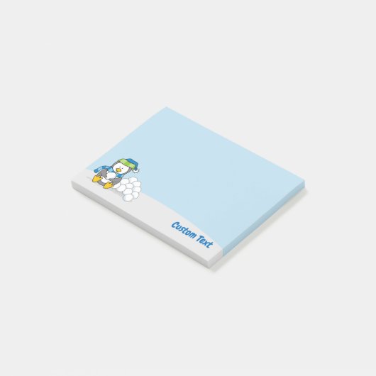 スノーボールで座る小さなペンギン ポストイット (アングル)