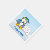 スノーボールと座っているリトルペンギン紙ナプキン スタンダードカクテルナプキン (角)