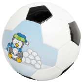 スノーボールを持って座っている小さなペンギン サッカーボール (3/4)