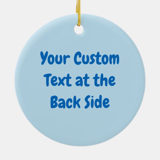 スノーボールを持って座っている小さなペンギン セラミックオーナメント (裏面)