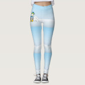 スノーボールを持って座っている小さなペンギン レギンス (正面)