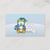 スノーボールを持って座っている小さなペンギン 名刺 (裏面)
