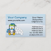 スノーボールを持って座っている小さなペンギン 名刺 (正面)