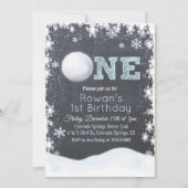 スノーボールウィンターボーイファーストファースト誕生日招待状 招待状 (正面)