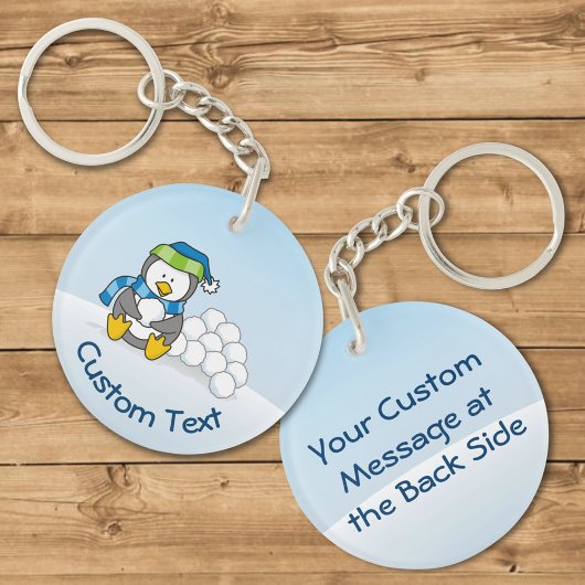 スノーボールキーチェーンを持つリトルペンギン キーホルダー