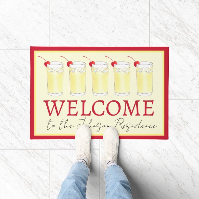 スノーボールブリティッシュクリスマスカクテル ドアマット (室内)