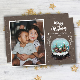 スノーボール 冬の村の写真 メリークリスマス シーズンカード