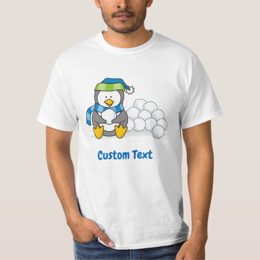 スノーボールTシャツを着たリトルペンギン Tシャツ (正面)