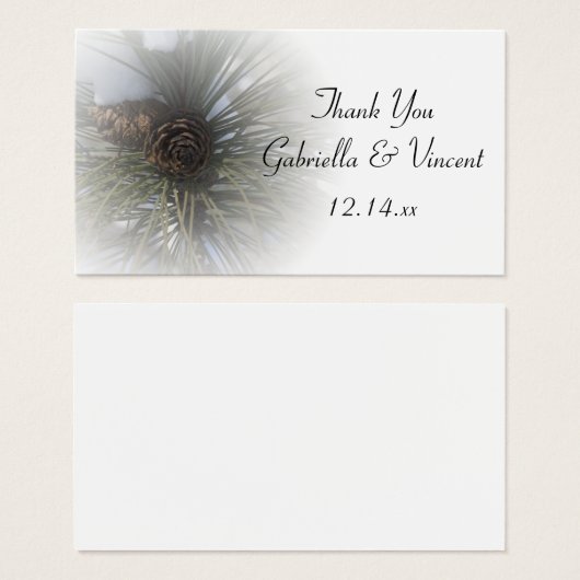 スノーマイパインズウィンターウェディングメッセージカード (正面&裏面)