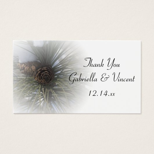 スノーマイパインズウィンターウェディングメッセージカード (正面)