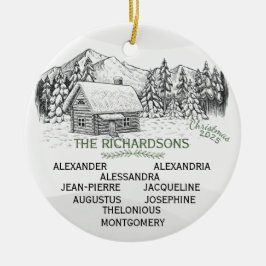 スノーマウンテンウィンターログキャビンX9 セラミックオーナメント