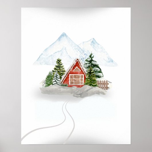 スノーマウンテンリトリート：冬の木造ハウス ポスター (正面)