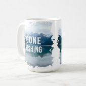 スノーマウンテンレイクゴーン魚釣り コーヒーマグカップ (正面左)