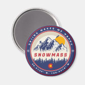スノーマスコロラド州旗マウンテンスキー土産 マグネット (正面/裏面)