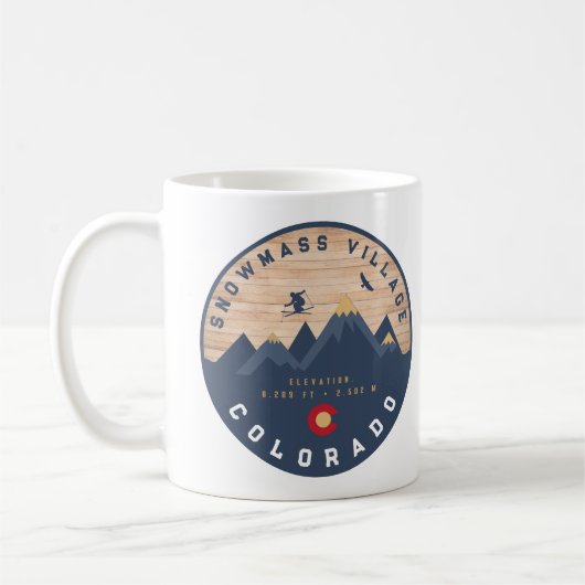 スノーマスコロラド州旗レトロサンセットスキーおみやげ コーヒーマグカップ (左)