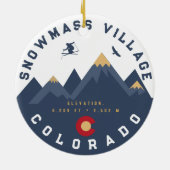 スノーマスコロラド州旗レトロサンセットスキーおみやげ セラミックオーナメント (裏面)