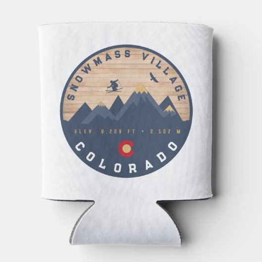 スノーマスコロラド州旗レトロサンセットスキーおみやげ 缶クーラー (裏面)