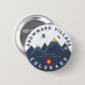 スノーマスコロラド州旗レトロサンセットスキーおみやげ 缶バッジ (正面&裏面)