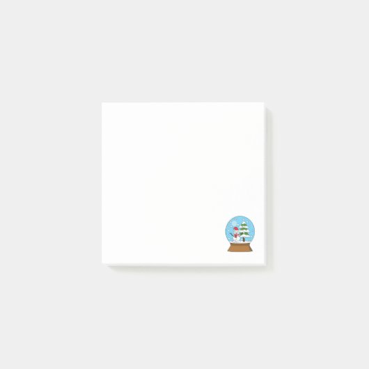 スノーマンとモミの木のスノーグローブ ポストイット (正面)