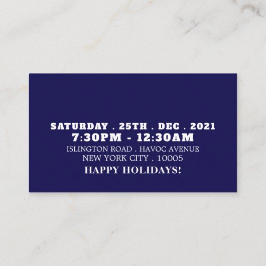 スノーマンと一緒にお散歩、クリスマスパーティーの招待状 エンクロージャーカード (裏面)