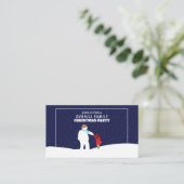スノーマンと一緒にお散歩、クリスマスパーティーの招待状 エンクロージャーカード (スタンド正面)