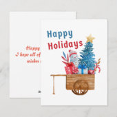 スノーマンのホリデー ワゴン シーズンカード (正面/裏面)