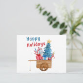 スノーマンのホリデー ワゴン シーズンポストカード (スタンド正面)