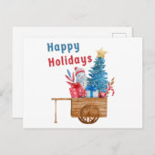 スノーマンのホリデー ワゴン シーズンポストカード (正面/裏面)