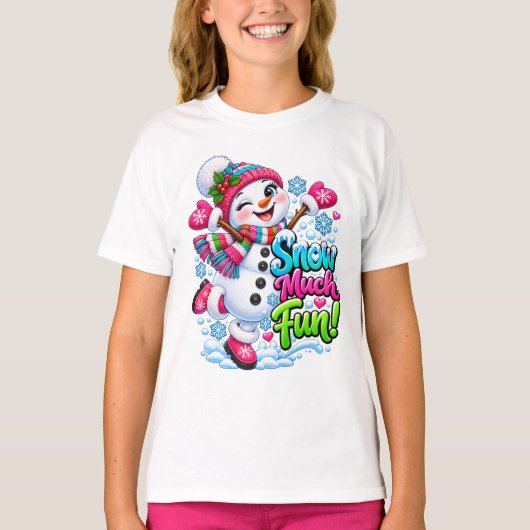 スノーマンクリスマスの楽しさ Tシャツ (正面)