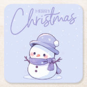 スノーマンクリスマスコースター スクエアペーパーコースター (正面)