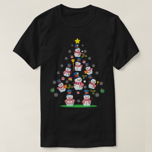 スノーマンクリスマスツリーホリデーデザイン Tシャツ (デザイン正面)