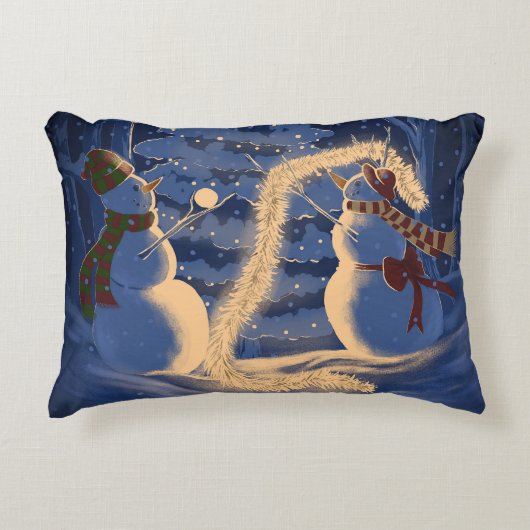 スノーマンクリスマス アクセントクッション (正面)