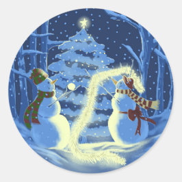スノーマンクリスマス ラウンドシール