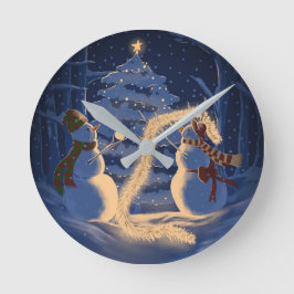スノーマンクリスマス ラウンド壁時計
