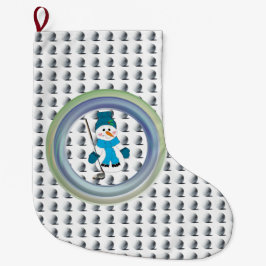スノーマンゴルファーの季節のスイング ラージクリスマスストッキング