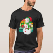 スノーマンサンタクリスマスツリーライトズクリスマスティーン Tシャツ (正面)