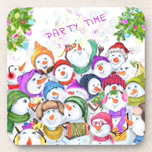 スノーマンズメリークリスマスコースターのプレゼント コースター (正面)