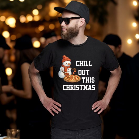 スノーマンピザクリスマス Tシャツ
