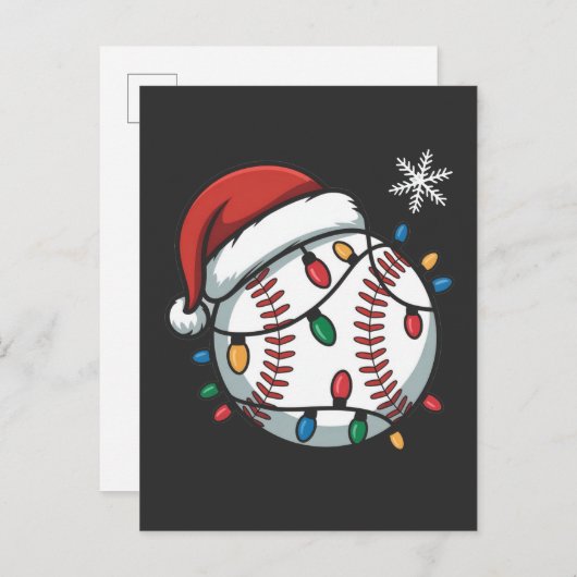 スノーマンベースボールクリスマスサンタベースボールスポーツ インビテーションポストカード (正面/裏面)