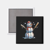 スノーマンベースボール クリスマス 冬 マグネット (正面/裏面)