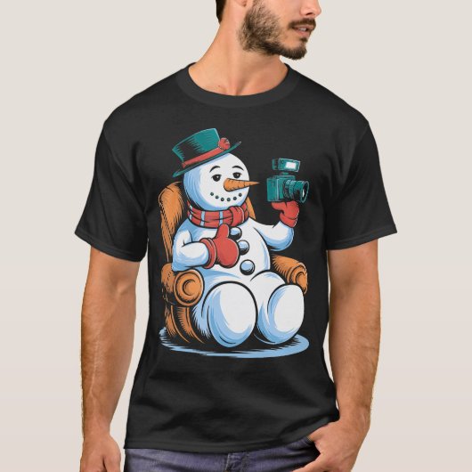 スノーマン あったか椅子 カメラ 冬のビブス Tシャツ (正面)