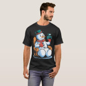 スノーマン あったか椅子 カメラ 冬のビブス Tシャツ (正面フル)