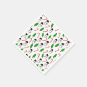スノーマン キャンディケーン ツリー チア | クリスマス スタンダードカクテルナプキン (角)